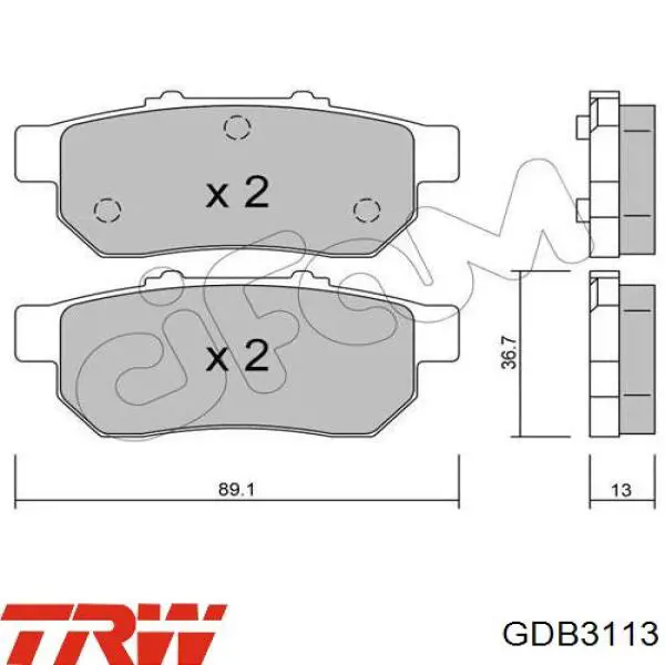 GDB3113 TRW колодки тормозные задние дисковые