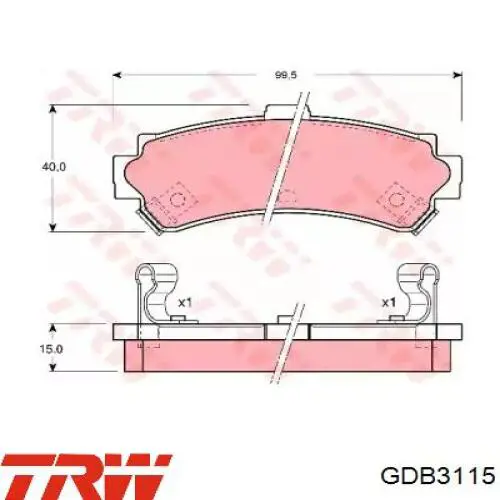 Задние тормозные колодки GDB3115 TRW