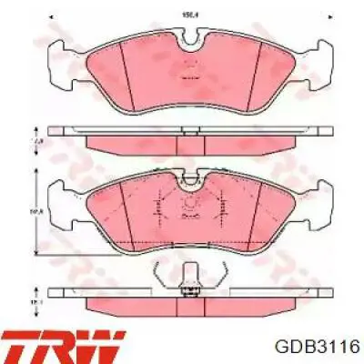 Передние тормозные колодки GDB3116 TRW