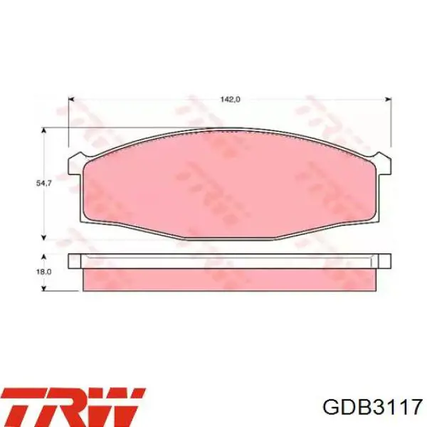 Передние тормозные колодки GDB3117 TRW