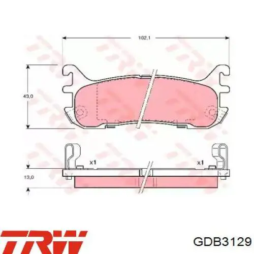 Задние тормозные колодки GDB3129 TRW