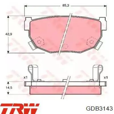 GDB3143 TRW задние тормозные колодки