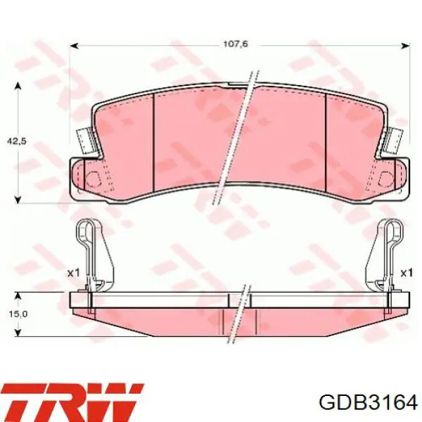 Pastillas de freno traseras GDB3164 TRW