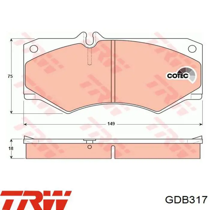 Купить GDB317 TRW Колодки тормозные
