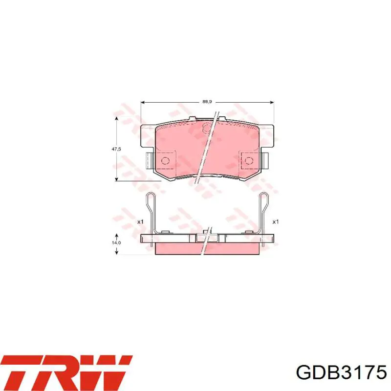 Купить GDB3175 TRW Колодки тормозные задние, дисковые