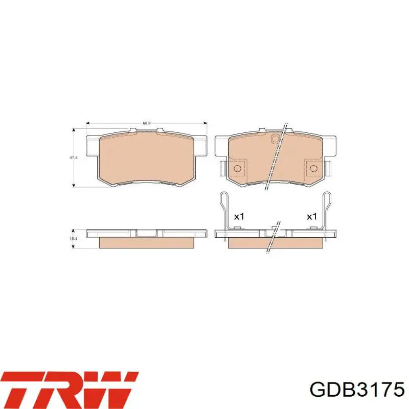 Колодки гальмові задні, дискові GDB3175 TRW