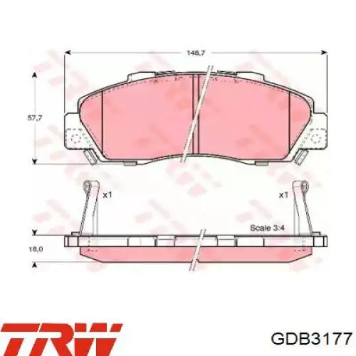 Передние тормозные колодки GDB3177 TRW