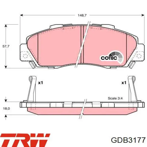 Pastillas de freno delanteras GDB3177 TRW