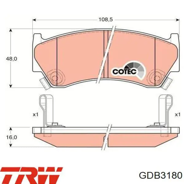 Передние тормозные колодки GDB3180 TRW