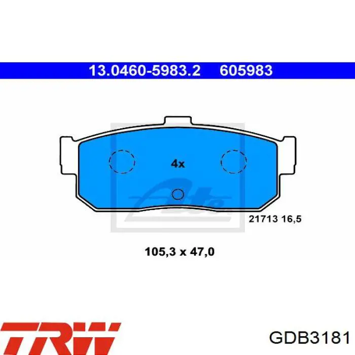 Задние дисковые колодки TRW GDB3181