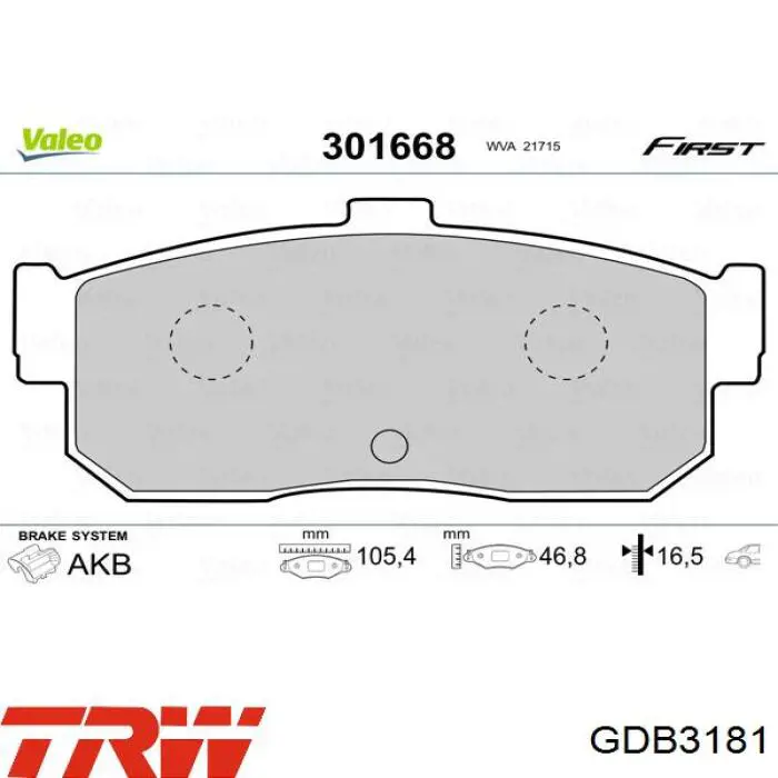Колодки дисковые  TRW GDB3181 цена, от 31.07 USD