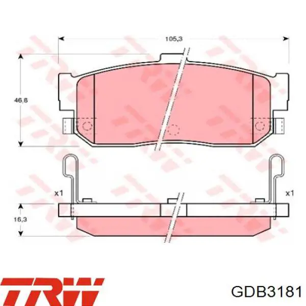 Колодки дисковые  TRW GDB3181 цена, от 31.07 USD