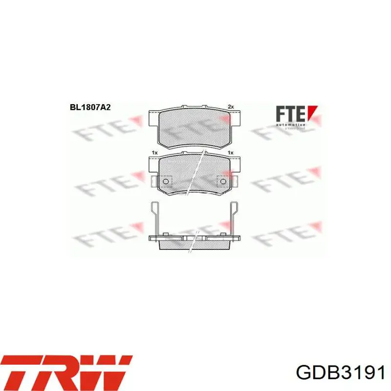 Задние тормозные колодки GDB3191 TRW