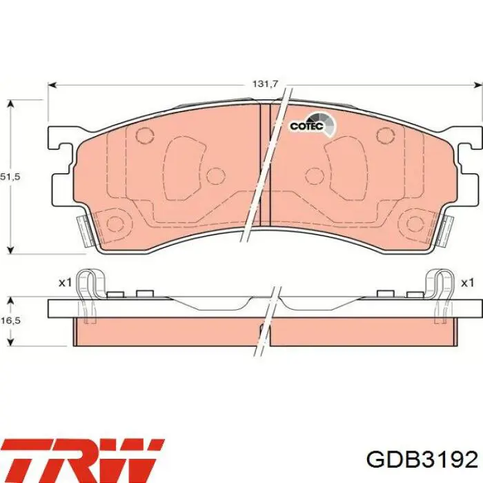 Купить GDB3192 TRW Колодки тормозные