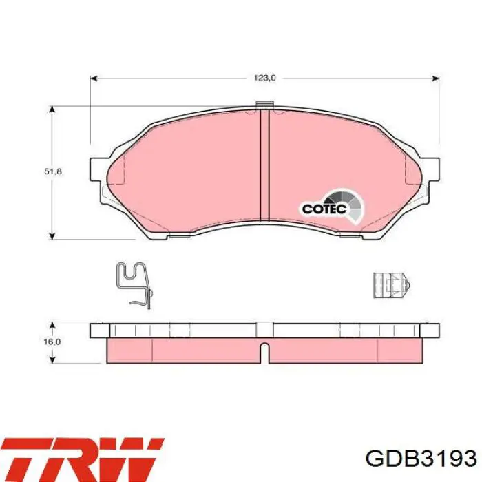 Передние тормозные колодки GDB3193 TRW