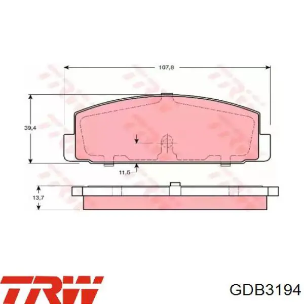 Задние тормозные колодки GDB3194 TRW