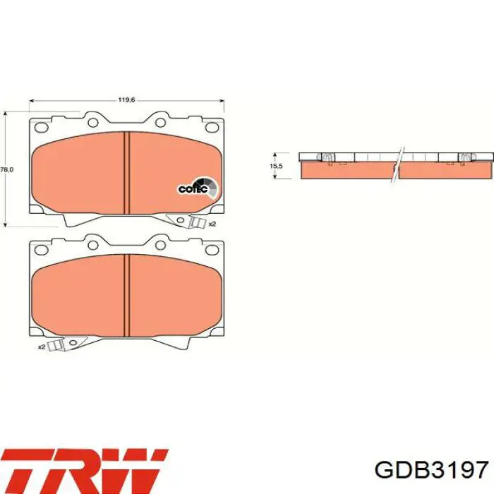 Передние тормозные колодки GDB3197 TRW