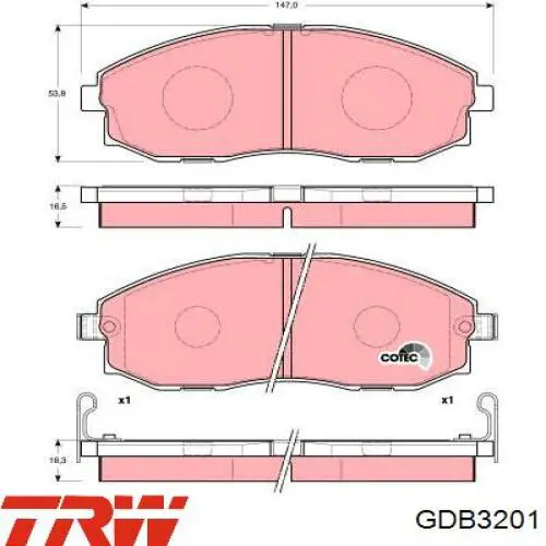GDB3201 TRW передние тормозные колодки