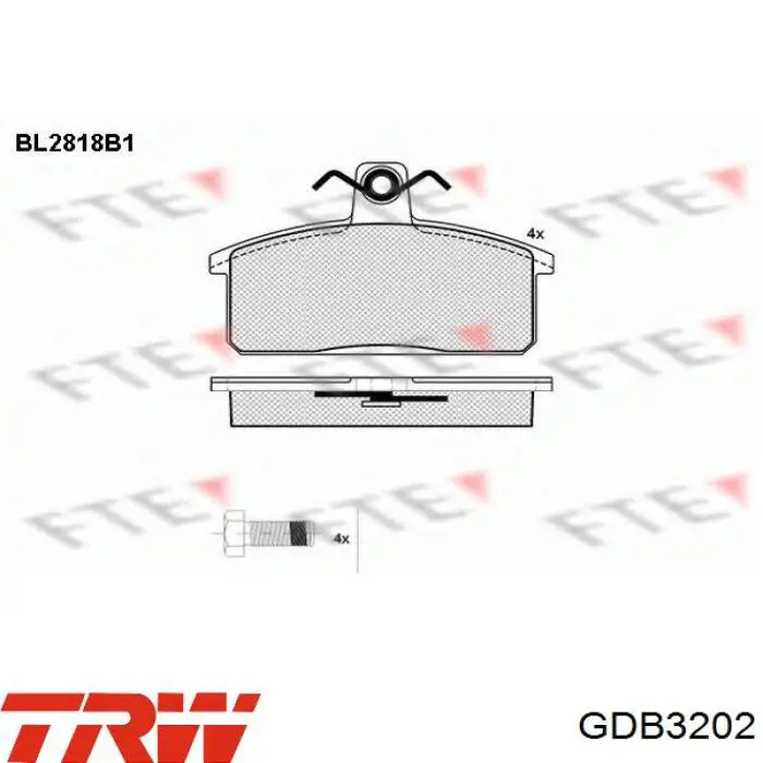 Передние тормозные колодки GDB3202 TRW