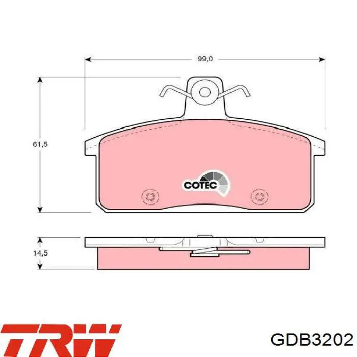 Передние тормозные колодки GDB3202 TRW