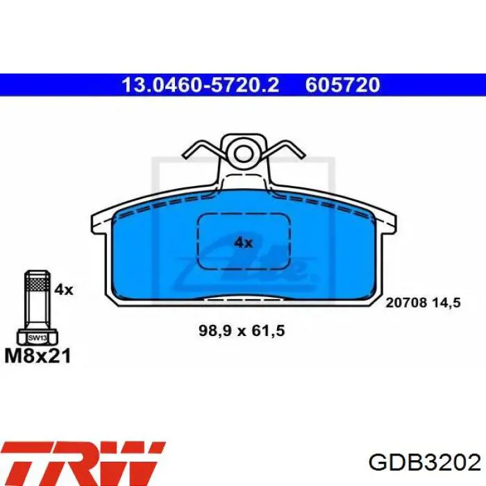 Купить GDB3202 TRW Колодки тормозные