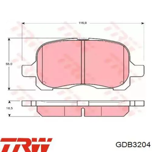 GDB3204 TRW колодки тормозные передние дисковые