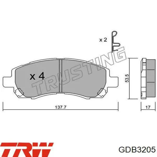 Купить GDB3205 TRW Колодки тормозные