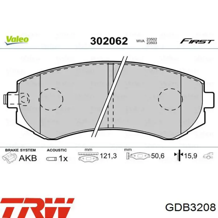 Передние тормозные колодки GDB3208 TRW