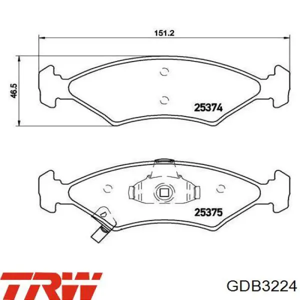 Передние тормозные колодки GDB3224 TRW