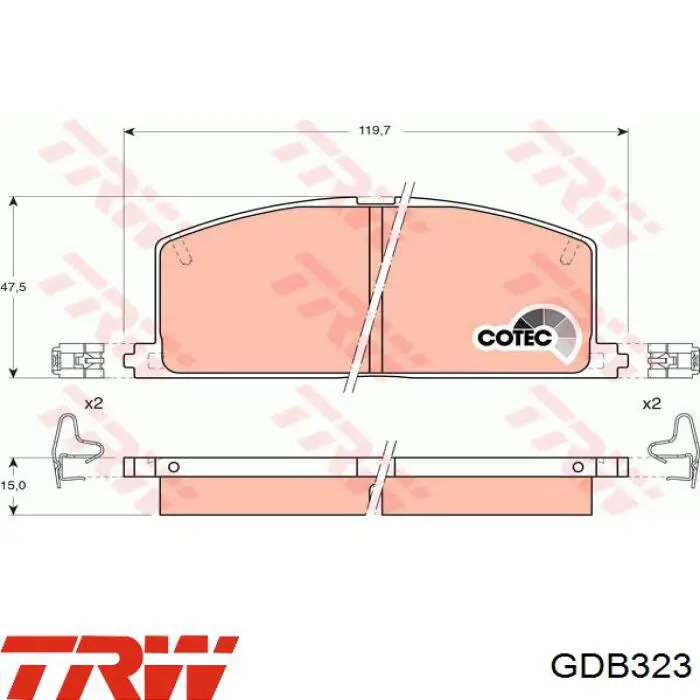 Pastillas de freno delanteras GDB323 TRW