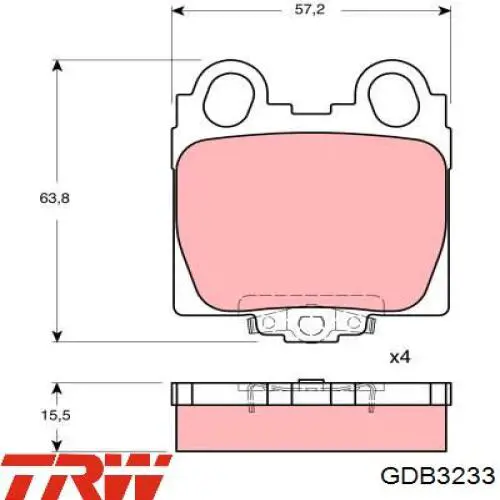 Задние тормозные колодки GDB3233 TRW