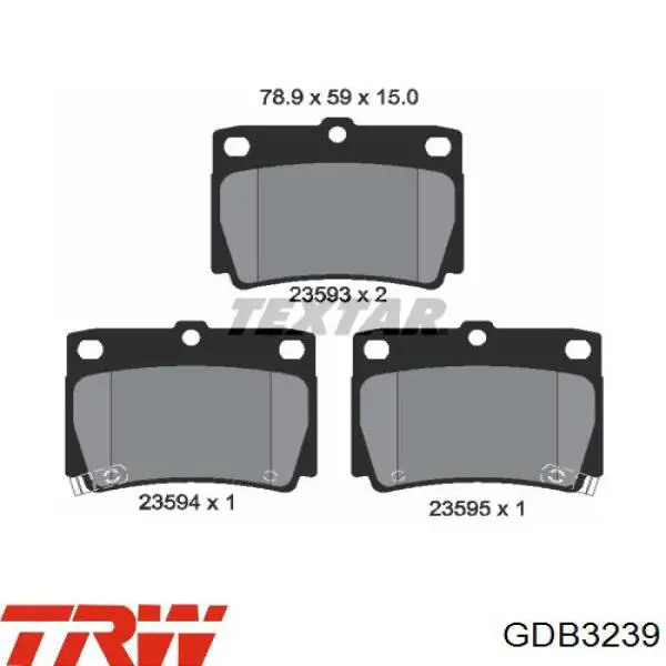 Задние дисковые колодки TRW GDB3239