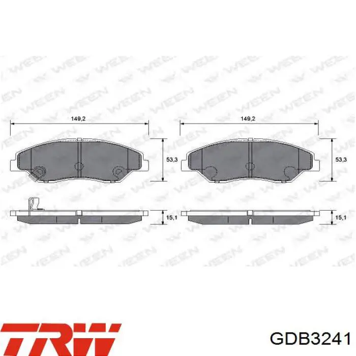 Купить GDB3241 TRW Колодки тормозные
