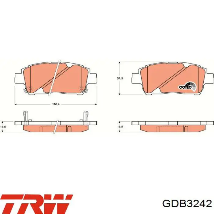 Купить GDB3242 TRW Колодки тормозные