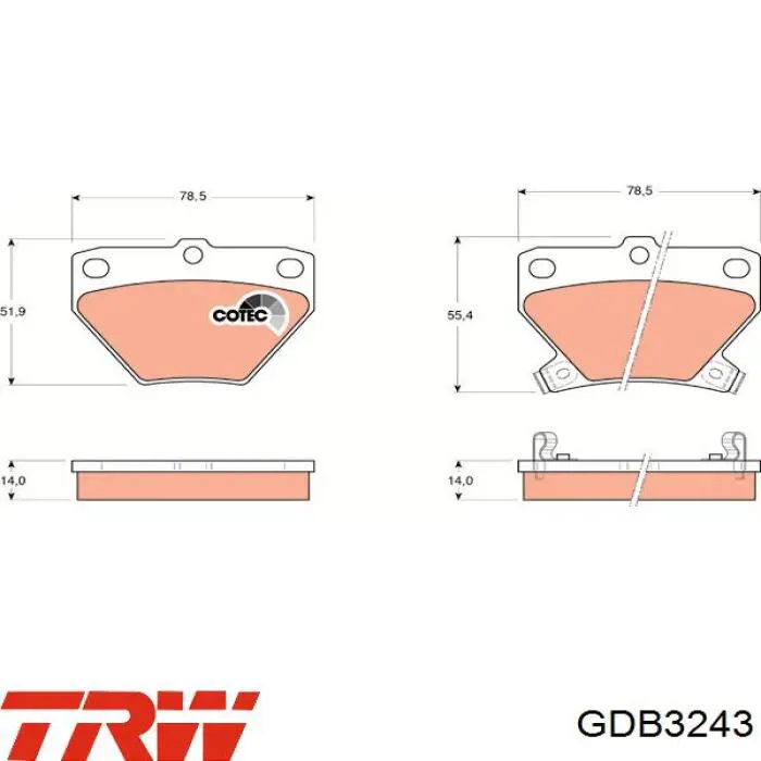 GDB3243 TRW Колодки тормозные дисковые комплект