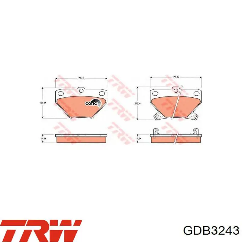 Купить GDB3243 TRW Колодки тормозные задние, дисковые