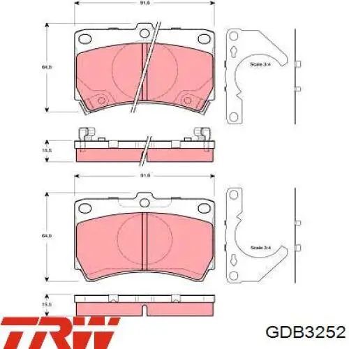 GDB3252 TRW колодки тормозные передние дисковые