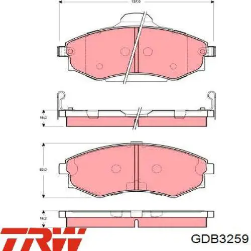 GDB3259 TRW Колодки передние