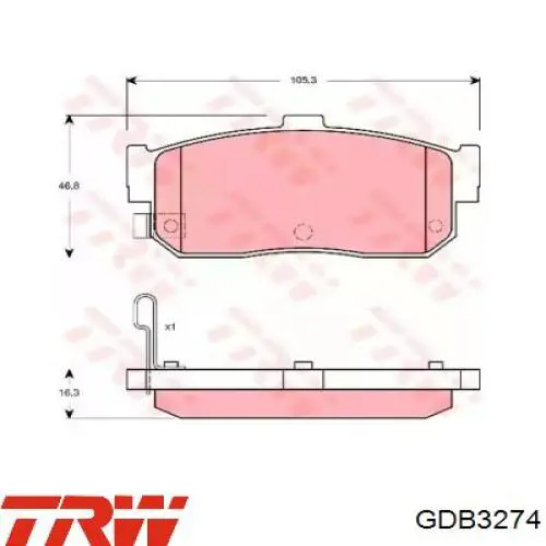Задние тормозные колодки GDB3274 TRW