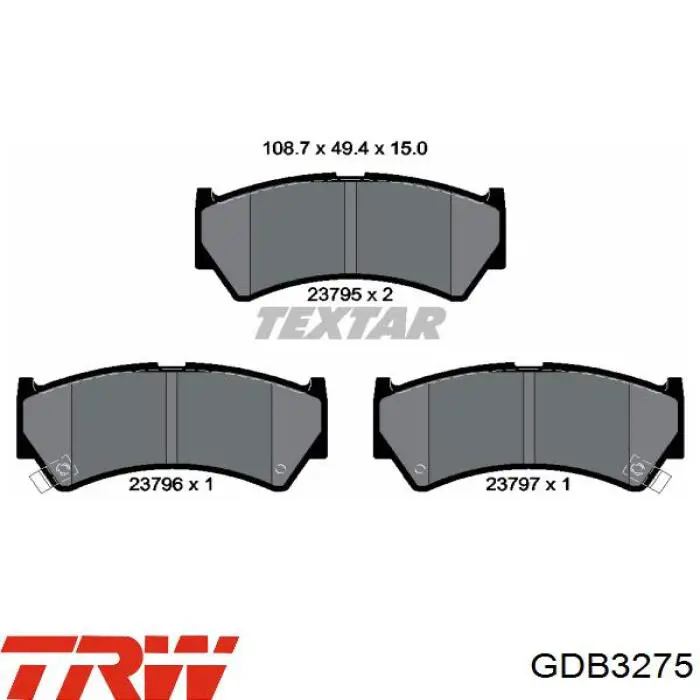 Передние тормозные колодки GDB3275 TRW