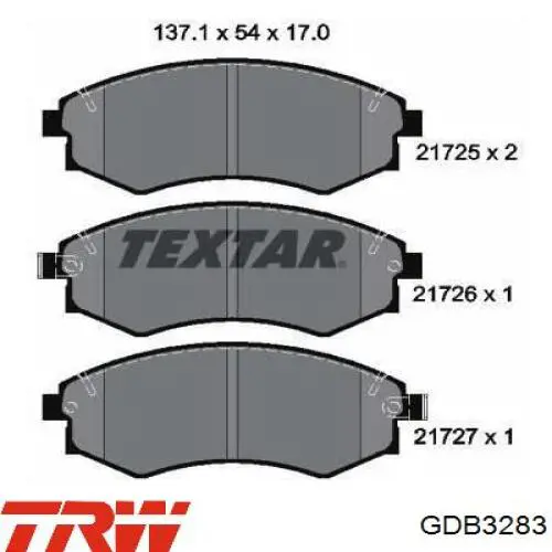 Купить GDB3283 TRW Колодки тормозные