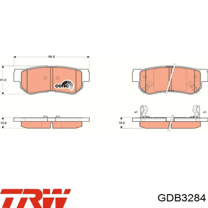 Купить GDB3284 TRW Колодки тормозные задние, дисковые