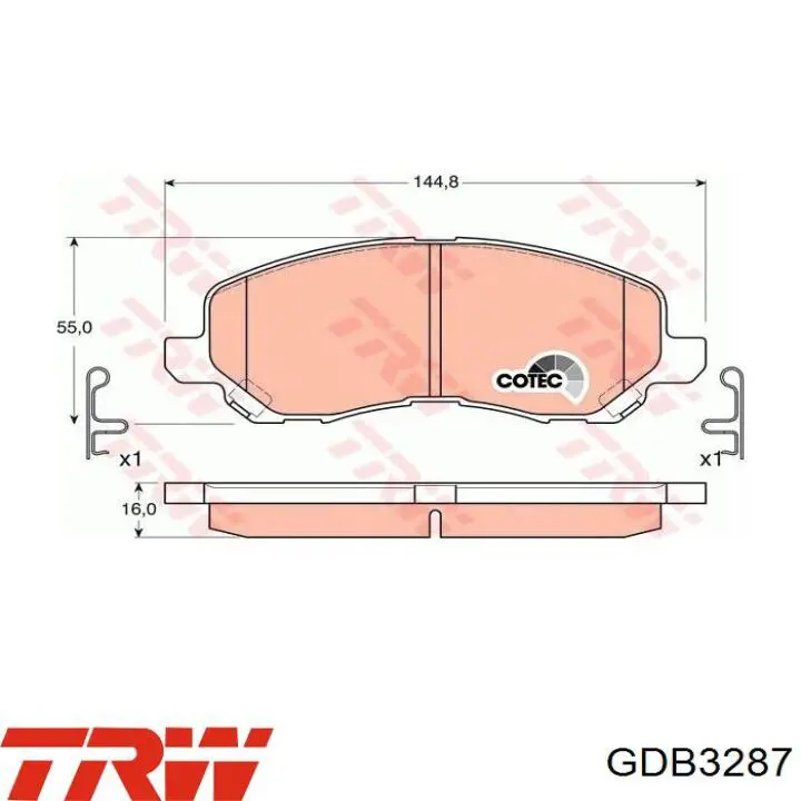 GDB3287 TRW Колодки передние