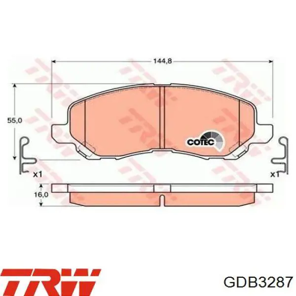 Передние тормозные колодки GDB3287 TRW