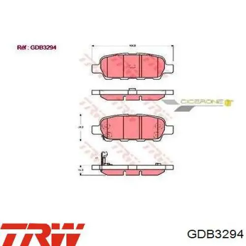 Купить GDB3294 TRW Колодки тормозные задние, дисковые