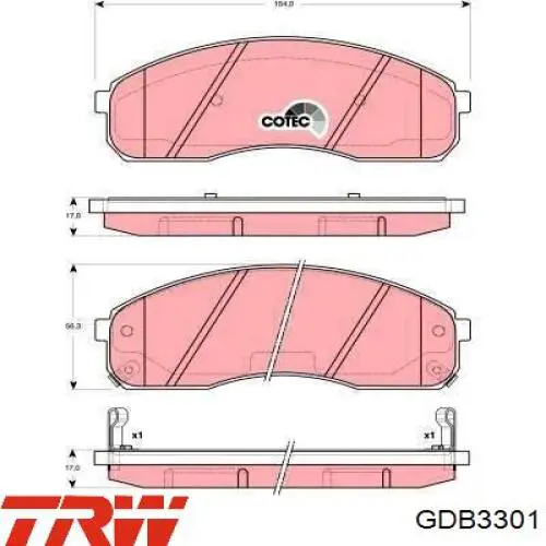 Передние тормозные колодки GDB3301 TRW