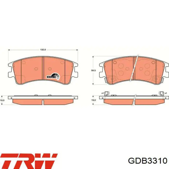 GDB3310 TRW колодки тормозные передние дисковые