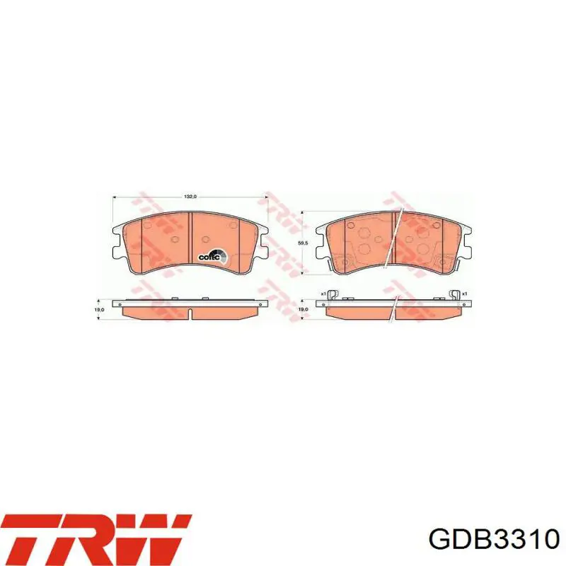 Купить GDB3310 TRW Колодки тормозные
