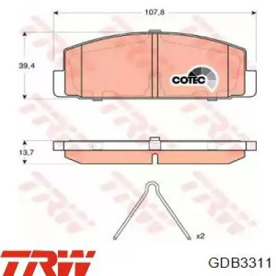 Купить GDB3311 TRW Колодки тормозные задние, дисковые