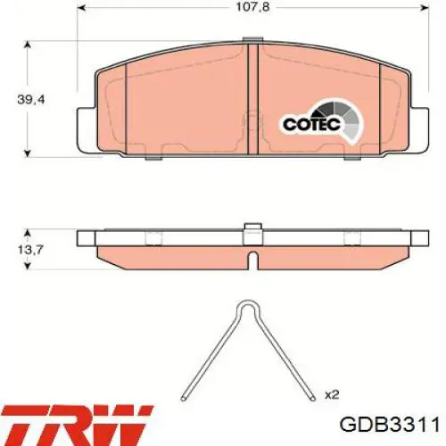 Колодки дисковые  TRW GDB3311 цена, от 19.27 USD